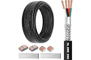 22 Gauge 4 Conductor Shielded Wire 50 FT Pure Copper Core, UL2464 22/4 AWG Shielded Cable for CNC, VFD Spindle, Stepper Motor