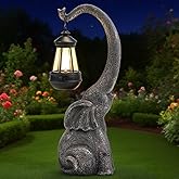 Elephant Garden Statue Solar Lights Outdoor Elephant Statue Porch Decor for Outside Patio Lawn Porch Balcony, Yard Art Lawn Ornaments Elephant Decor Birthday Gifts for Women Mom Grandma Animal Lovers