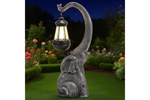 IVCOOLE Elephant Garden Statue Solar Lights Outdoor Garden Decor for Outside Patio Home Porch Balcony, Yard Art Lawn Ornaments Elephant Decor Birthday Gifts for Women Mom Grandma Animal Lovers