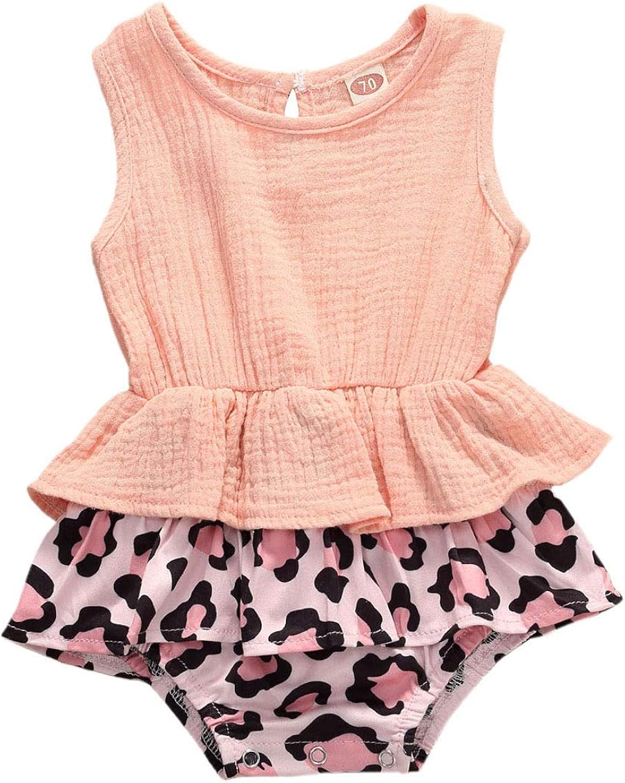 Amazon Co Jp 赤ちゃんの女の子のボディスーツ ヒョウ柄チュチュドレスロンパース 新生児フリルノースリーブベストワンピース ワンピースジャンプスーツ 幼児の夏の服装 服 ファッション小物