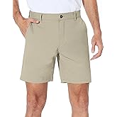 PULI Men's Golf Shorts Dress Flat Front Hybrid 7 Inch Stretch Lightweight Quick Dry Chino Casual with Pockets