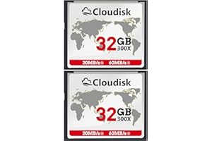 Cloudisk Pack of 2 Compact Flash Card 32GB 300X CF 2.0 Card Performance for DSLR Camera, Vintage Digital Camera and Industry 