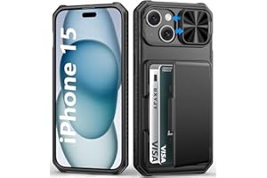 BXYJY for iPhone 15, iPhone 14, iPhone 13 Wallet Case with Card Holder(4-5 Cards), Slide Camera Cover, Military Drop & RFID Protection, Heavy Duty Women Men Phone Case for iPhone 15/14/13, Black