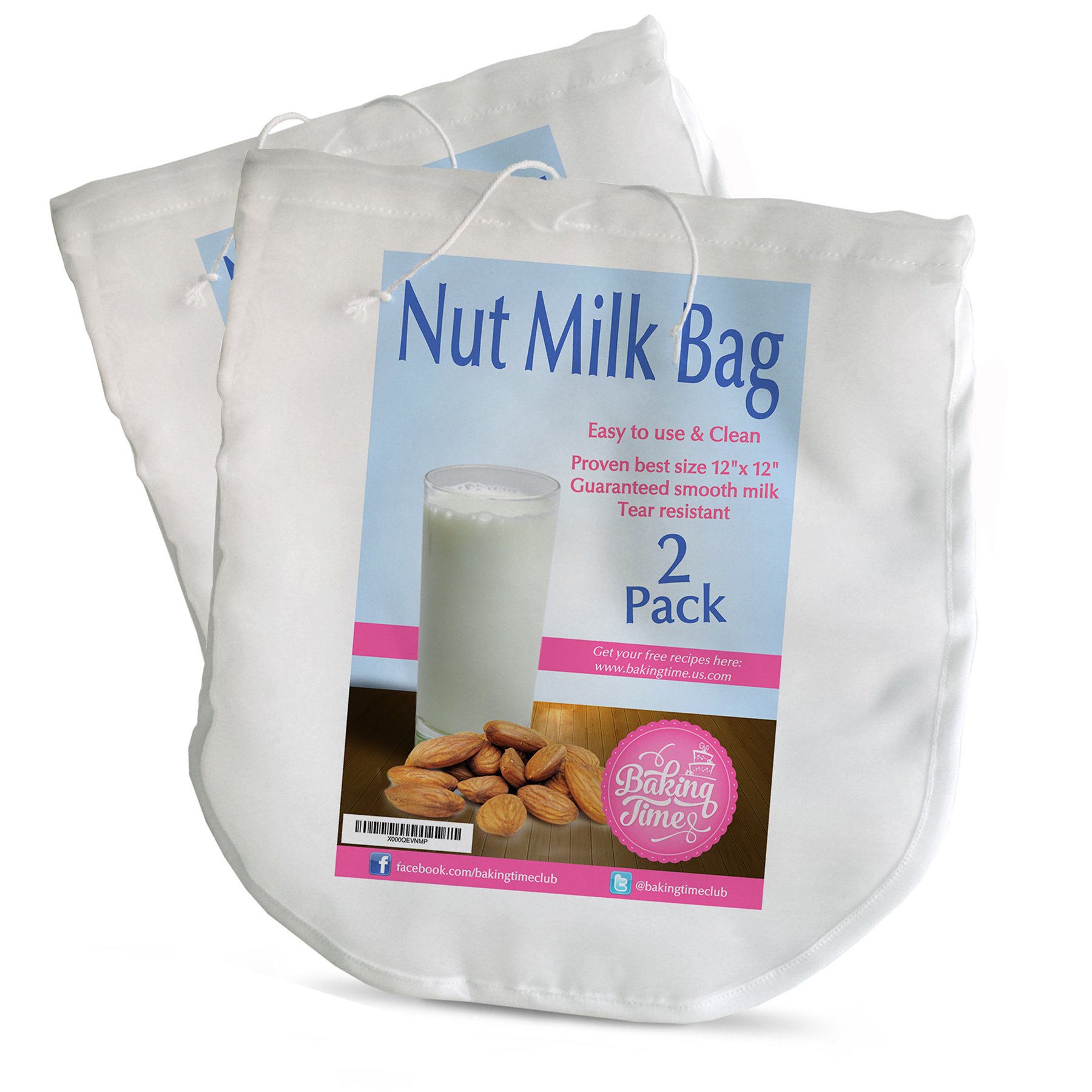 2 For 1 Nut Milk Bags Pack Eco Friendly Reusable Nylon Bag For Almond