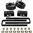 3"F + 3"R Leveling Lift Kit for 2004-2020 F150, 3" Front Strut Spacers and 3" Rear Black Leveling Lift Block Kit Extended Square U-Bolts, 3"+3" Height for 2004-2020 F150 2WD 4WD