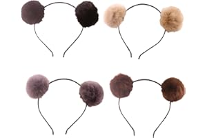 Elaine Room Headband Bear Ears Soft Ball Hairband Headwear Halloween Costume for Girls Women