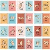 Aposwow 24Pcs Sign Language Posters for Classroom ASL Flash Cards for Kids | Common Words and Phrases, Engaging Design, Vibrant Colors, Laminated, American Sign Language School Classroom Decor
