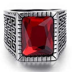 PAURO Men's Stainless Steel Vintage Pattern Square