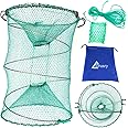 Drasry Foldable Fishing Trap for Bait Shrimp Crawfish Minnow Net Portable Accessories 11.8 x 11.8 x 15.7 (30cm x 40cm) 1/4 in Mesh Collapsible Fish Trap