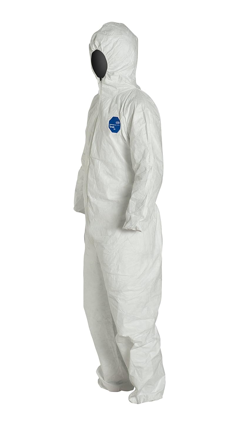 DuPont - TY127SWH2X002500 Tyvek 400 TY127S Disposable Protective Coverall with Respirator-Fit Hood and Elastic Cuff, White, 2X-Large (Pack of 25): Industrial & Scientific
