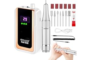 OVLUX Professional Nail Drill Machine: 45000 RPM, LCD Display, Rechargeable Battery, for Acrylic & Gel Nails - Perfect for Salon and Home Use