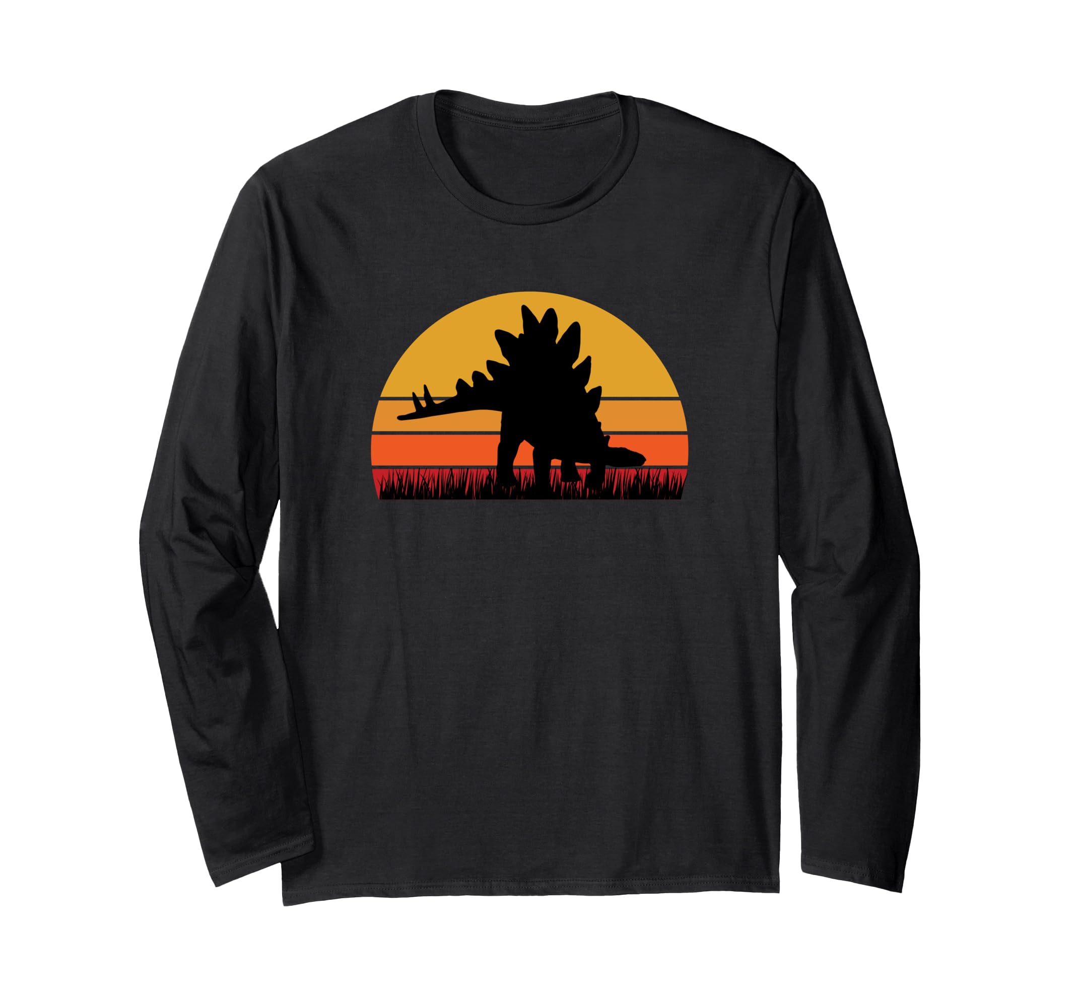 Stegosaurus Dinosaur Dino Dinos - Sunset Retro Long Sleeve T-Shirt