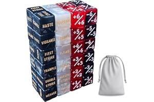TIIXXE 48 Pieces Abikities Keyword MTG Dice Counters, Accessories Bulk Creature Stats Buff Tokens Dice Set for Magic The Gathering, MTG, TCG, Card Games (with Bag)