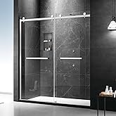 MoSweet Milano Double Sliding Shower Door, 60 in.W x 74 in.H Framed Shower Door 5/16"(8mm) Clear Tempered Glass, 18 inch Pull