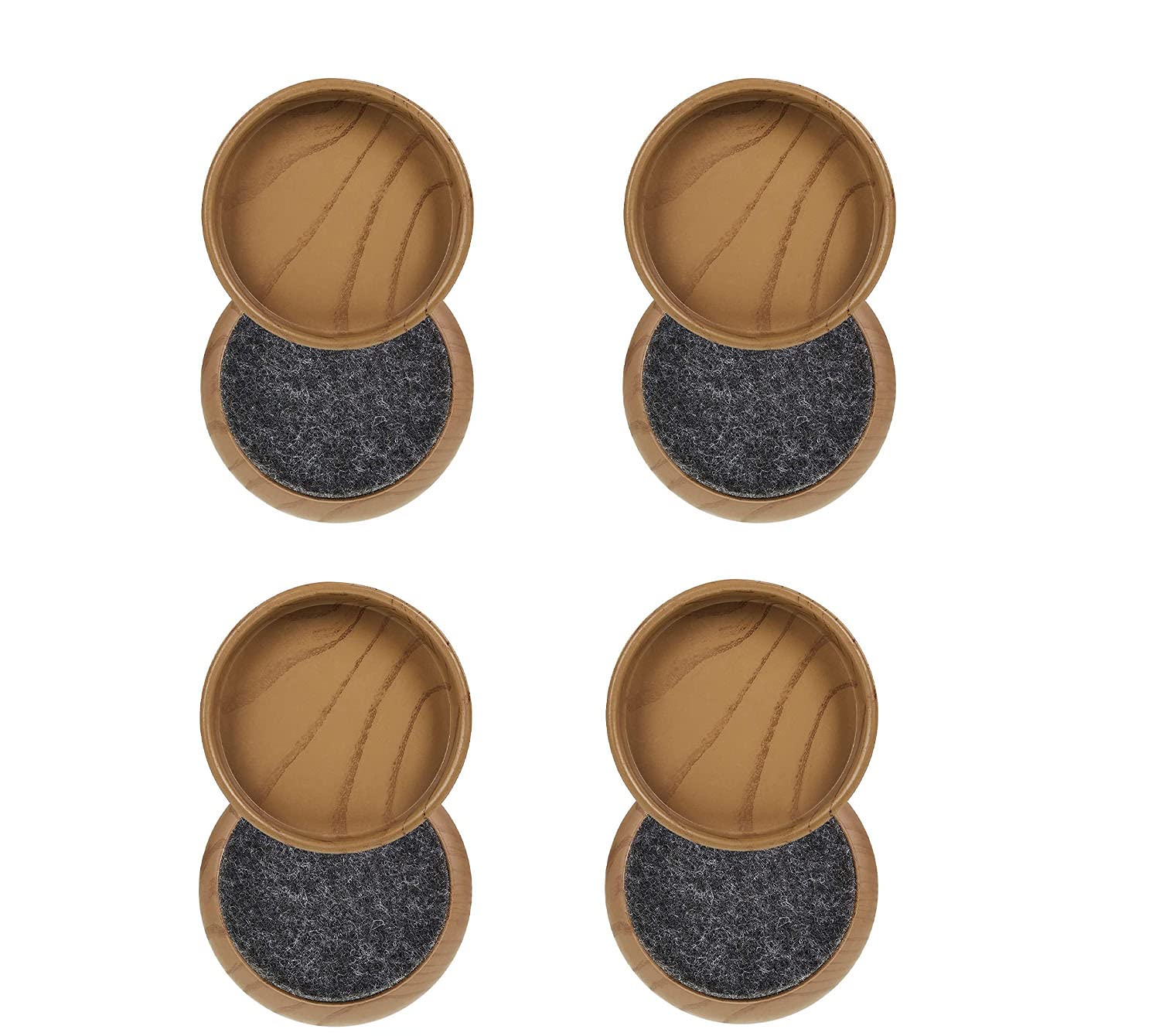 Felt Floor Cups/Castors - Protect Your Wood Laminate, Wooden, Tile & Lino Floors from Scratches (8 x Light Wood Large 60mm)