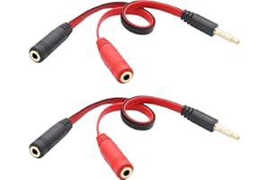 zdyCGTime 20CM/8Inch 4-Pole 3.5mm Audio Y Splitter Cable, 2-Pack, Black & Red, Headset Mic & Stereo, PC, PS4, Smartphone Comp