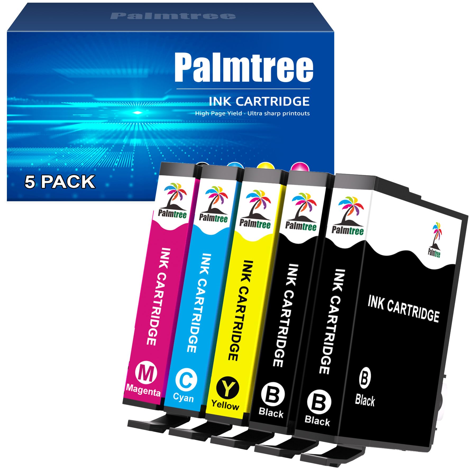 Palmtree 604 XL Cartridges Compatible with Epson 604 604XL for Epson Expression Home XP-2200 XP-2205 XP-3200 XP-3205 XP-4205, Workforce WF-2910 WF-2930 WF-2935 WF-2950(2Black 1Cyan 1Yellow 1Magenta)