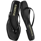 SKETOE Flip Flops for Women Square Toe Flat Sandals for Women Comfortable Thong Sandals Vegan Leather Flip Flops Lightweight Summer Beach Sandals Dressy Vacation Essentials Slides