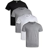 Lucky Brand Mens Shirts - 4 Pack Soft Cotton Short Sleeve Crewneck and V Neck Shirts Men Basic Shirt for Men Pack