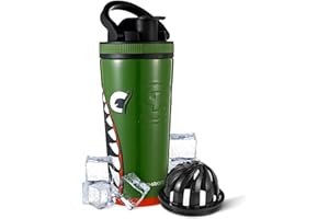 Ice Shaker Insulated Stainless Steel Shaker Bottle | 26oz, Bomber | Cold for 30+ Hours | Insulated Cup with Twist-on Agitator | Odor-Free Bottle for Protein Shakes, Water, Smoothies, Cocktails