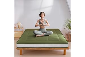 MAXYOYO 6" Extra Thick Floor Futon Mattress, Foldable Japanese Floor Mattress for Adults, Roll Up Tatami Pad for Guest Room, Green, Twin
