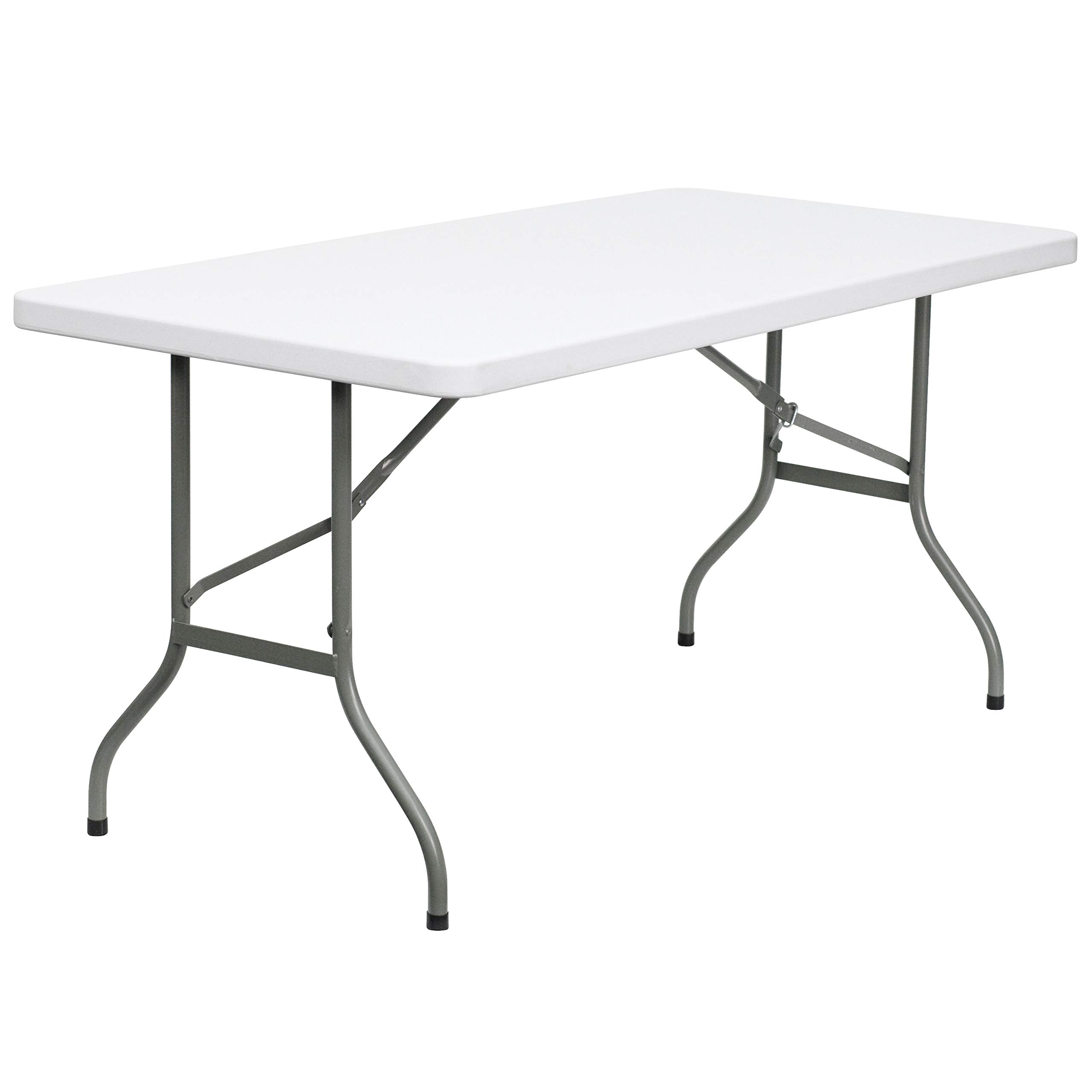 Photo 1 of Flash Furniture Elon 5' Rectangular All-Occasion Plastic Folding Event Table, Foldable Portable Banquet Table for Indoor/Outdoor Events, White