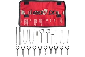 LAINLOY 20PCS Car Radio Removal Tool Kit, Professional Tooling Car Audio Stereo CD Player Removal Key Kit, Universal Radio Removal Pry Tool Kit for Most Cars and Trucks (Red)