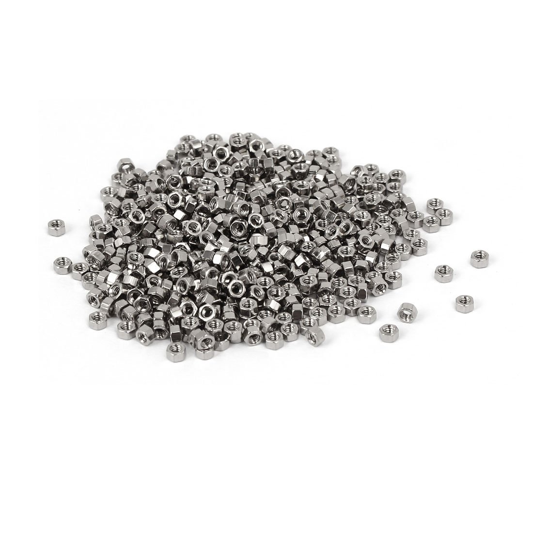 Sourcingmap M1.6 x 1.5mm Nickel Plated Hexagon Hex Nuts Fasteners Silver Tone 500PCS