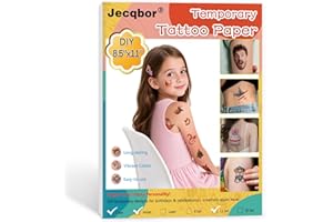 JECQBOR Printable Temporary Tattoo Paper for INKJET Printer, Custom Tattoo Sticker 8.5"X11", DIY Personalized Long-lasting Clear Transfer Paper for Kids, Family, Women, Halloween, Birthday, Parties, Christmas