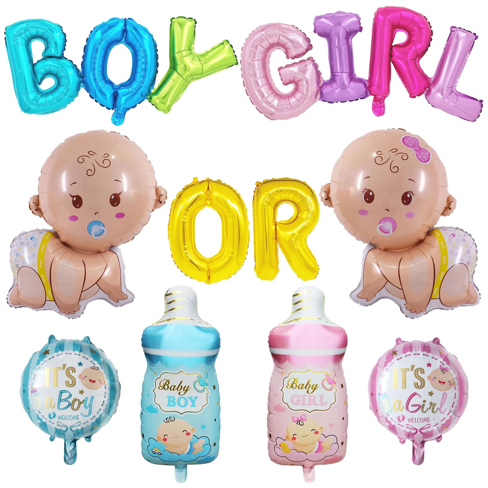 View 1 of 10 Pcs Gender Reveal Balloons, Baby Balloon Baby Shower Foil Balloons Boy Or Girl Letter Balloon,Boy Girl Mylar Balloons for Welcome Home birthday Gender Reveal Party Decorations