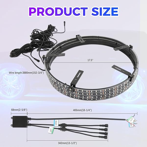 DREAMOTOR 4PCS 17.5″ RGB LED WHEEL LIGHTS FOR TRUCK, RIM LIGHTS FOR TRUCKS COMPATIBLE WITH POLARIS CAN-AM F150 F250 GMC SIERRA 1500 2500 DODGE RAM 1500 2500 CHEVY SILVERADO 1500 2500 LTZ JEEP WRANGLER