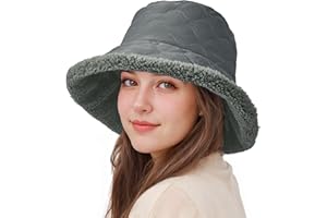Sukeen Fuzzy Bucket Hat for Women Wide Brim Faux Fur Winter Warm Hat Fluffy Teddy Sherpa Fisherman Cap for Lady