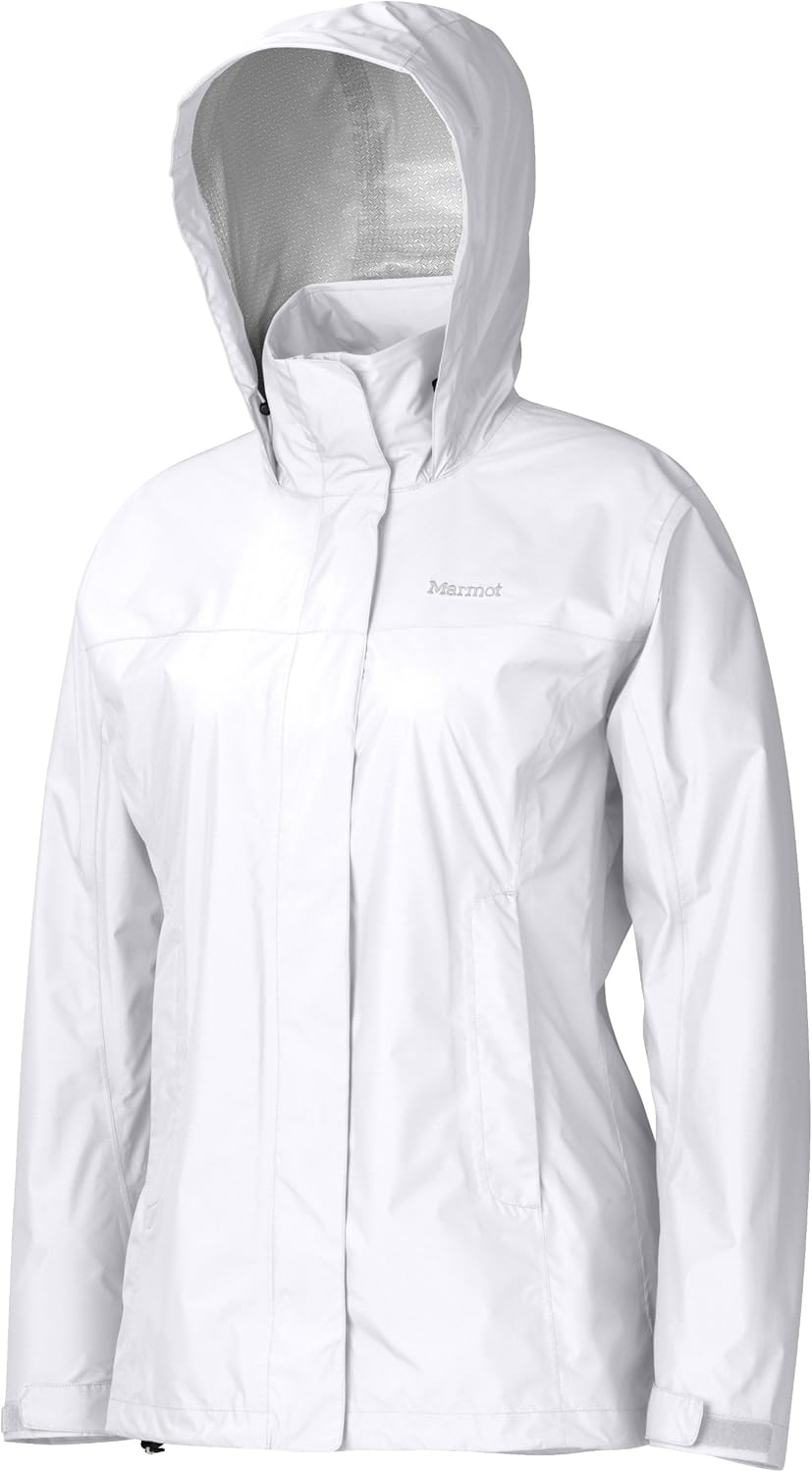 Marmot Women's PreCip Lightweight Waterproof Rain Jacket, White, Large