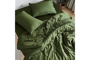 DOZ BY SIJO DOZ Sheet Set, 100% Viscose derived from Bamboo, Organically Grown, Buttery Soft, Cooling Sheets, High GSM, Deep Pockets - 3 Piece - 2 Pillowcases 1 Fitted Sheet (Forest, Queen)