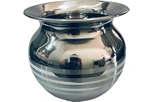Gavya International Stainless Steel Pooja Lota Kalash Lota Utensil Vessel Temple Pooja Kalash for karwa chauth Pooja Hindu Festival Puja (No.- 9) Capacity - 450 ML