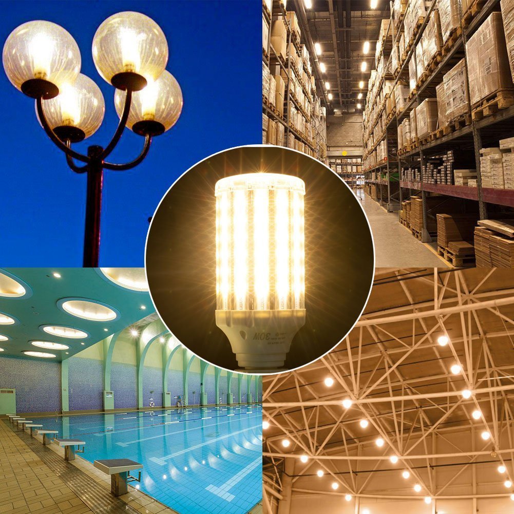 Ampoule led E27 30W 3000K, Wenscha lampe de maïs led puissant idéal pour garage, atelier,séjour, terrasse, applique murale, etc. (blanc chaud)