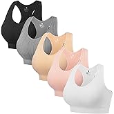 HBselect 5 Pack Sport Bras for Women, Seamless Comfortable Yoga Bra with Removable Pads