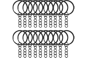 CHUYAU 50Pcs Keychain Key Ring with Chain Bulk Split Key Chain,1.1 Inch Key Chains Parts with Open Jump Ring Connector for Jewelry Making Crafts (Black)