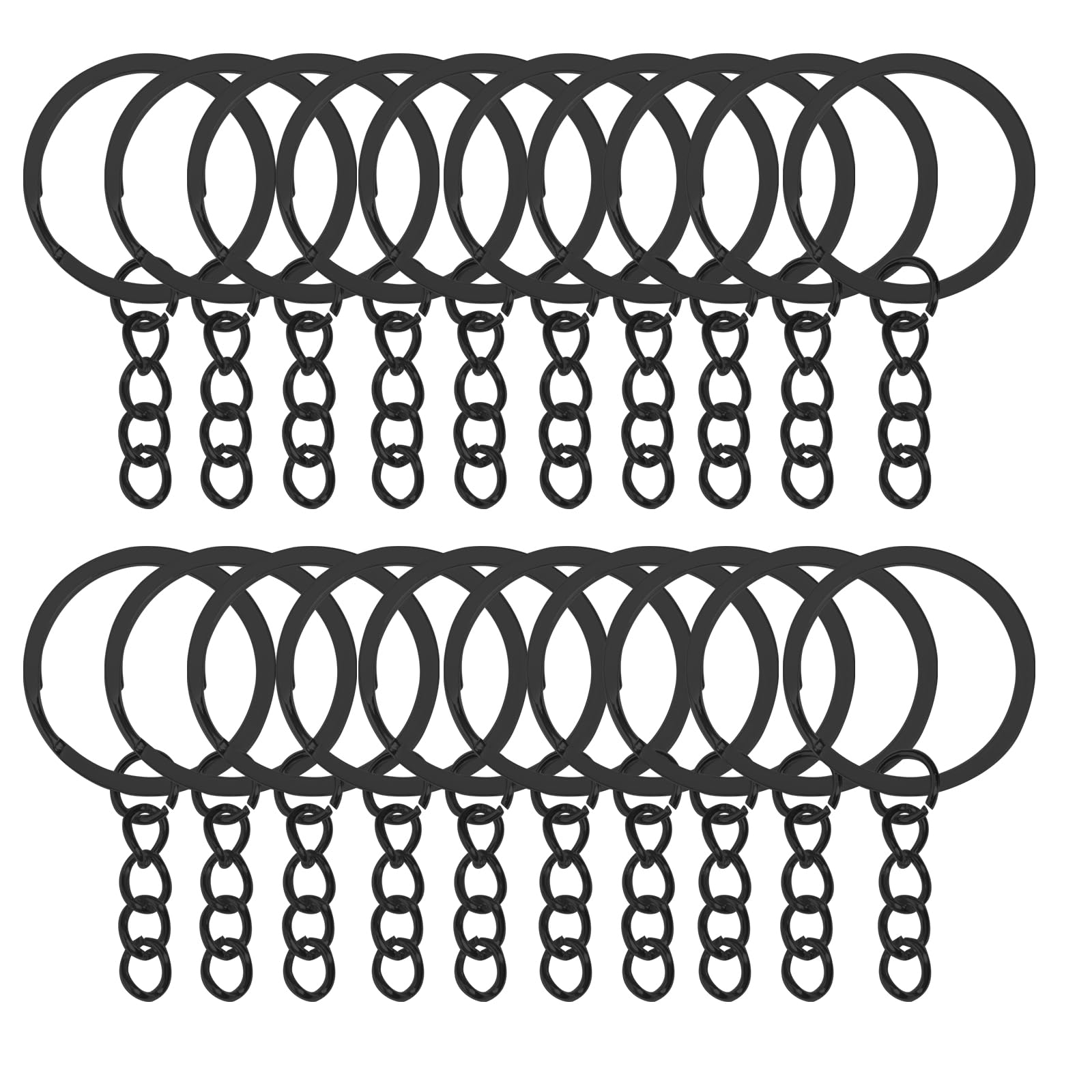 Photo 1 of 50Pcs Keychain Key Ring with Chain Bulk Split Key Chain,1.1 Inch Key Chains Parts with Open Jump Ring Connector for Jewelry Making Crafts (Black)