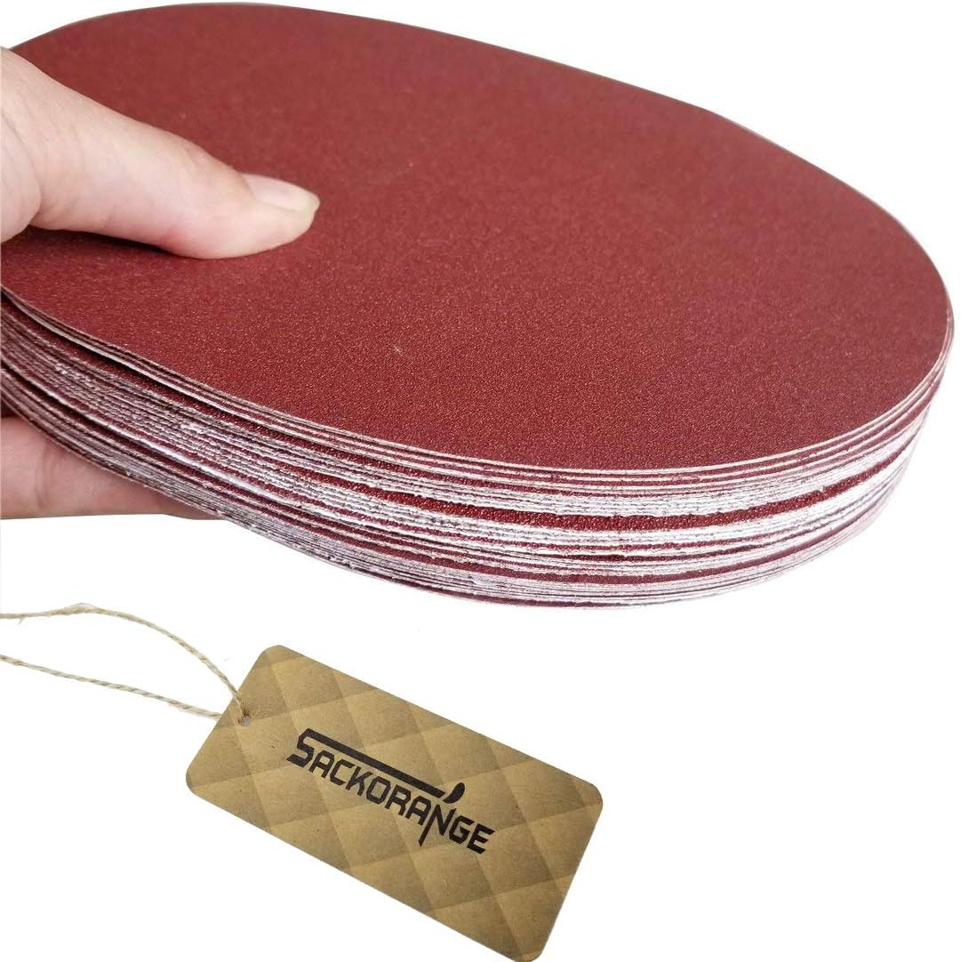 Sackorange 30 PCS 9-Inch NO-Hole PSA Aluminum Oxide Sanding Disc, Self Stick(5 Each of 80 100 120 180 240 400) - - 