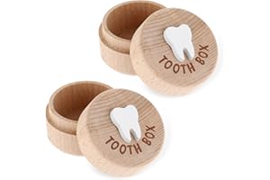 ZEYIYER 2PCS Tooth Fairy Tooth Holder, 3D Carved Wooden Tooth Holder, Tooth Boxes for Lost Teeth, Baby Teeth Keepsake Box, Cute Baby Teeth Keepsake Storage Box