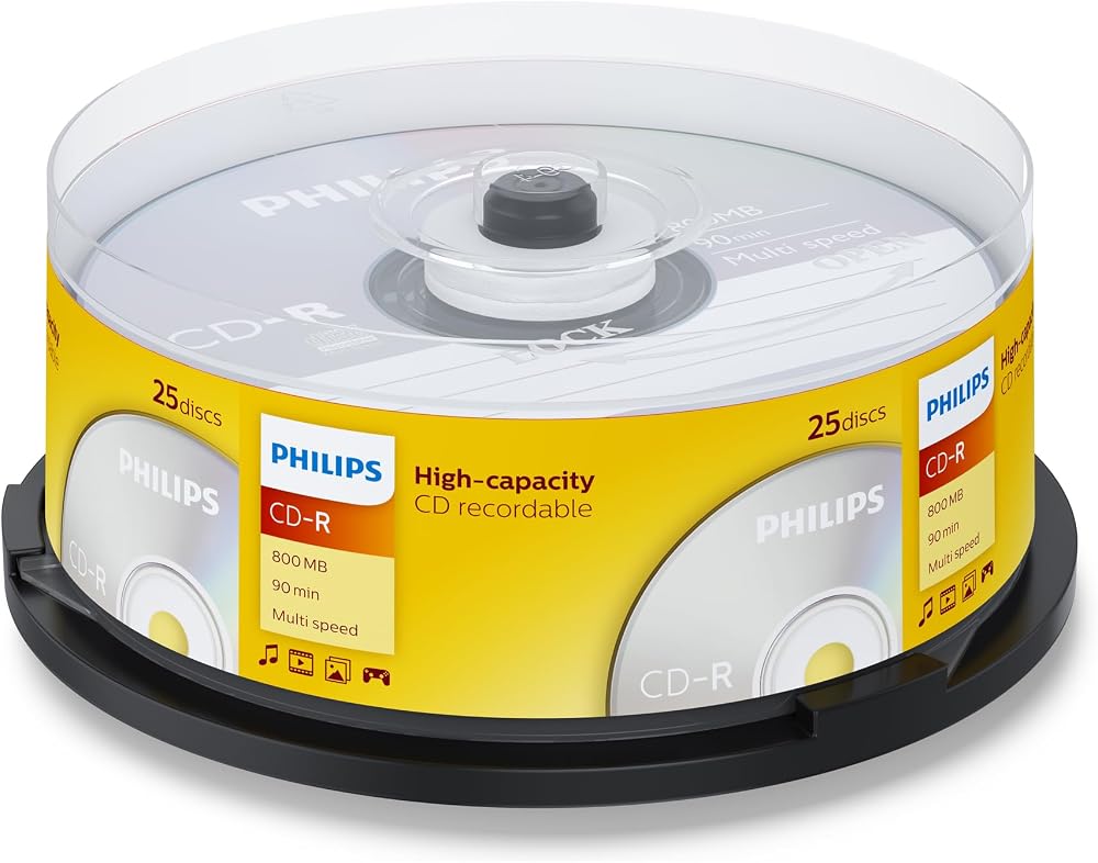 Philips CD-R 800MB Data 90 Minute Multi Speed Recording Discs 25 Pack