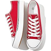 FRACORA Womens White Black Canvas Sneakers Low Top Canvas Shoes for Women Tennis Shoes