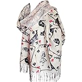 Rodaruus Alice in Wonderland Playing Card Scarf, Literary Gift for Book Lovers, Cozy Wrap Featuring Alice, Mad Hatter, White Rabbit, Cheshire Cat