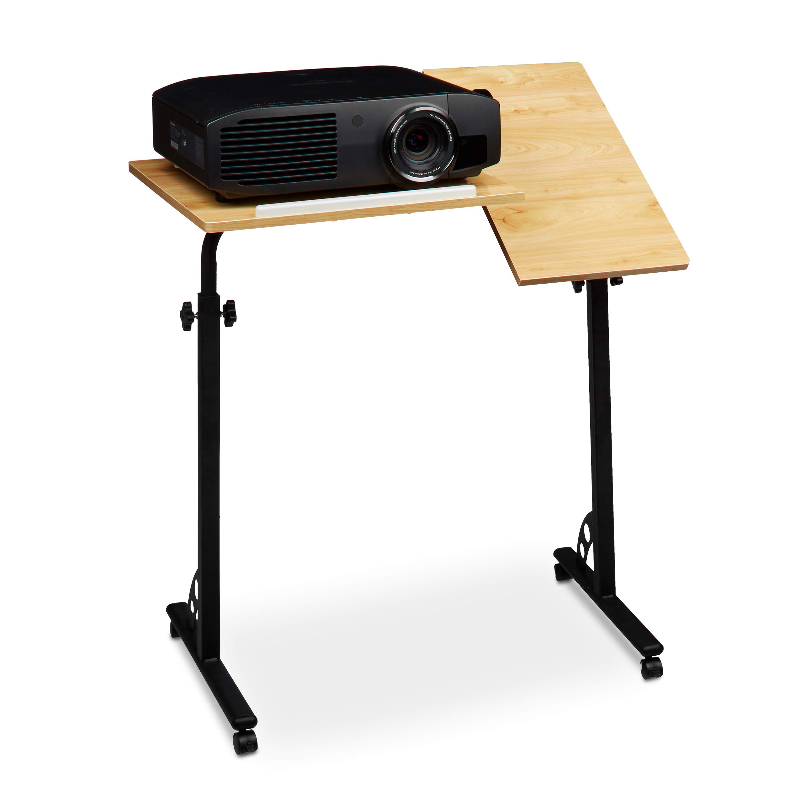 Relaxdays Laptop Table, Large, Height Adjustable, 110 x 80 x 50 cm, Mobile Podium w/ Wheels, Lecturn, Yellow