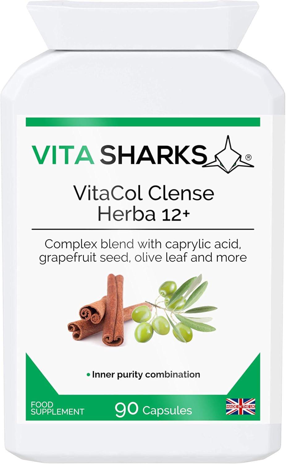 VitaCol Cleanse & Clear Herba 12+ Immunity Boosting Bowel & Colon Cleansing Vegan Formula. 12 Natural Kosher Ingredients for Digestive Health & General Body Detox