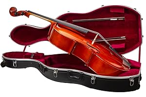 Crossrock ABS Cello Case for 4/4 or 3/4 Size | Matte Black Diamond Texture, Lightweight Shell with Wheels – Built for Daily Transport & Student Use