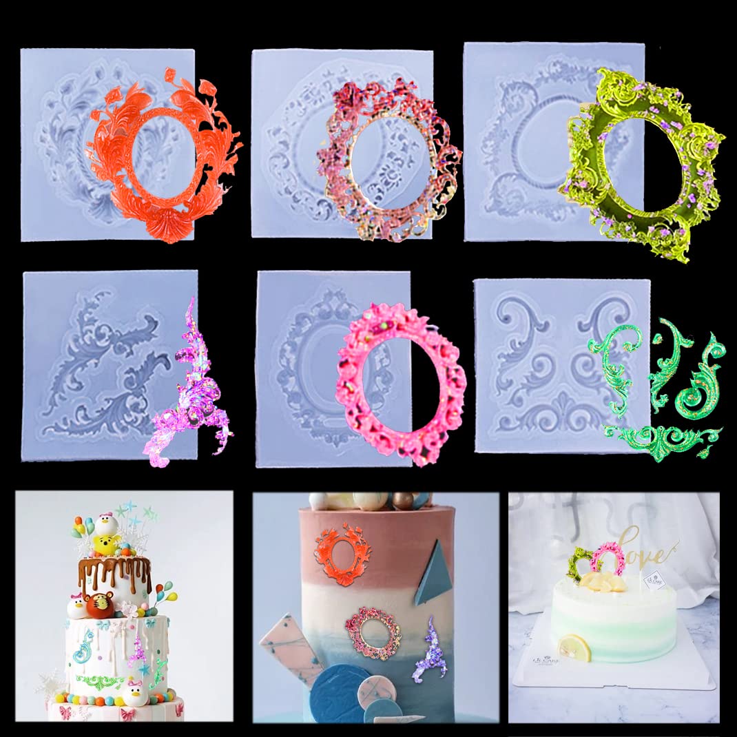 iSuperb 6 pcs Retro Photo Frame Mould Silicone Mould Epoxy Resin Moulds Casting Moulds for DIY Craft Decoration (6 Moulds)