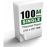 A4 Thermal Paper for Portable Printers(8.27x11.69In, 100 Sheets), BPA-Free | A4 Thermal Printer Paper for N80/A285M/Most Inkless Printers, Quick-Dry Single Thermal Paper A4 for Home, Office &amp; Travel