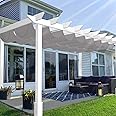 Patio Paradise 4'W x 12'L Waterproof Retractable Pergola Canopy Replacement Outdoor Shade Cover for Patio Garden Deck Gazebo Porch, Wave Sun Shade Awning with Slide on Wire Cable Hardware, Light Grey